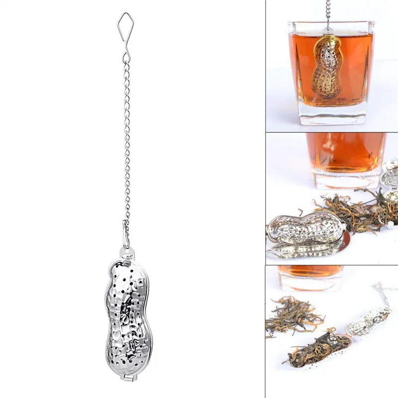 

Stainless Steel 304 Peanut Shape Tea Slag Separator Chain Tea Leak Tea Making Equipment Water Bottle Tea Filter Tea Infuser