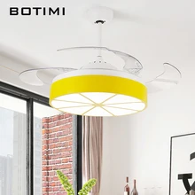 BOTIMI, Мультяшные Детские потолочные вентиляторы с подсветкой для спальни, современный цветной вентилятор для девочек, подвесной вентилятор, освещение для мальчиков