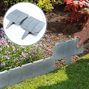 

20pcs Imitation Stone Fence Flower Barrier Border Easily Carrying Plastic Garden Fence Patchwork Part Eco-friendly Tool