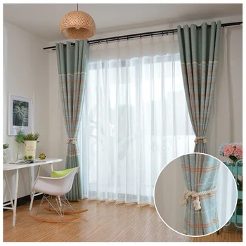 

Modern Simple Flax Splices Chenille To Shade The Light Curtains for Living Dining Room Bedroom.