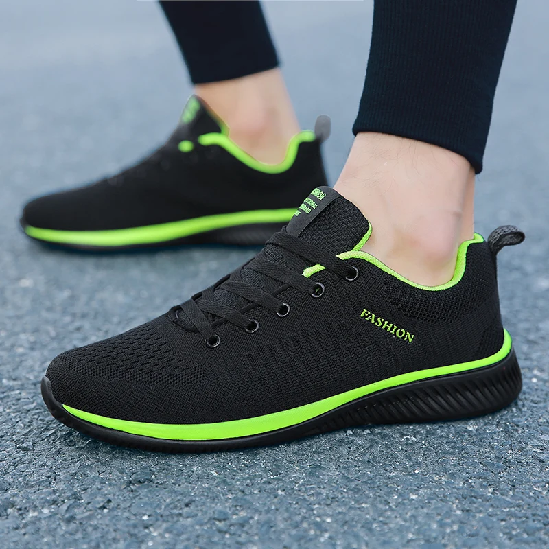 2019Autumn and winter new 36-48 large size men's sports shoes lightweight breathable knitted urban running shoes outdoor sports - Цвет: 9088dark green