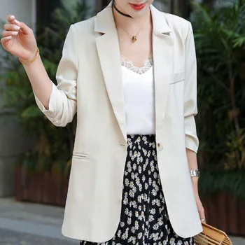 

New Casual Korean Style White Blazer Jacket Women Office Coat Business Black Pink Sweet Blazers Street Chic Outwear Spring Coat