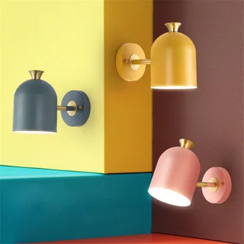 

Nordic Macaron LED Wall Lamp Simple Creative Personality Staircase Bedroom Hotel Bedside Aisle Corridor Children's Room Lampara