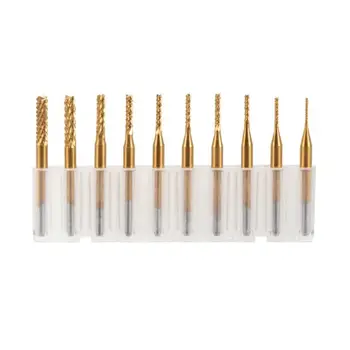 

10 Pcs Tungsten Steel 0.8-3.175mm PCB Drill Bit Set Engraving Cutter CNC End Mill Corn Milling Tip