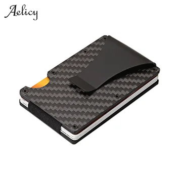 

Aelicy Fashion Card Box Carbon Fiber Credit Card Holder Rfid Non-scan Metal Wallet Purse Male Business Card Holder Business Card