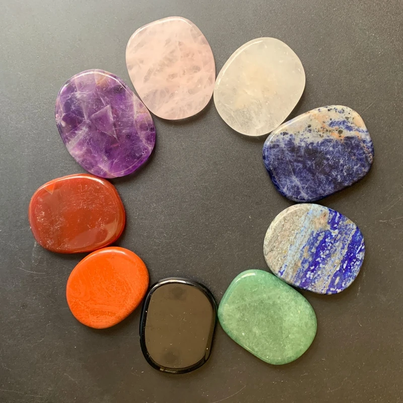 

Chakra Natural Crystals Palm Stones Amethyst Rose Quartz Crystal Palmstones Healing Massage Worry Stone Big 1pc