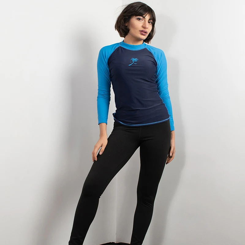 Rash Guard Attraco Rashguard Swimwear Women Swimsuit Long Sleeve Surfing Top Colorblock Rashguard Bike Biking Shirts UPF50+ Beachwear Sale