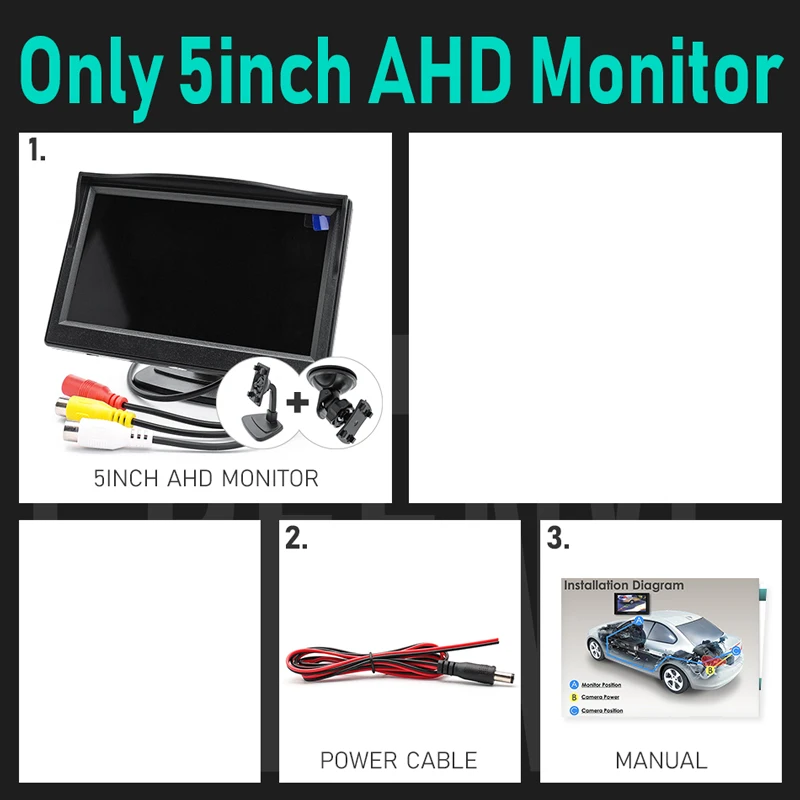 GreenYi 5 дюймов AHD монитор 1280*960 высокое разрешение 170 градусов звездный свет ночного видения камера заднего вида для автомобиля - Цвет: Only Monitor