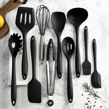 

Silicone Non-stick Cooking Utensils Tools Set Heat Resistant Spoon Spatula Egg Beaters Kitchen Dinnerware Gadgets Accessories