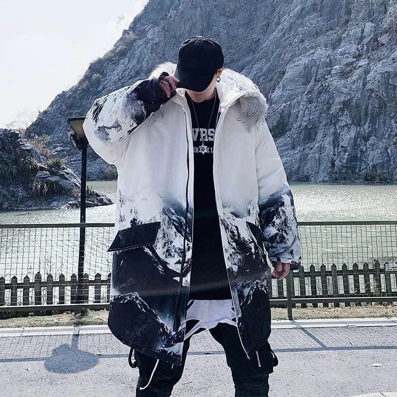 2020 Winter New Parkas Casual Oversize Warm Coat Man Hip Hop Hooded Clothing Male Thicken Long Loose Zipper Camouflage | Мужская одежда