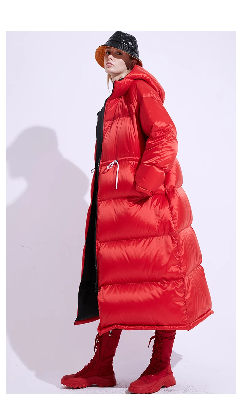 XS-7XL размера плюс зимнее плотное теплое пуховое пальто X-Long, толстое теплое пальто на 90% белом утином пуху, женская верхняя одежда с капюшоном, пуховики F122
