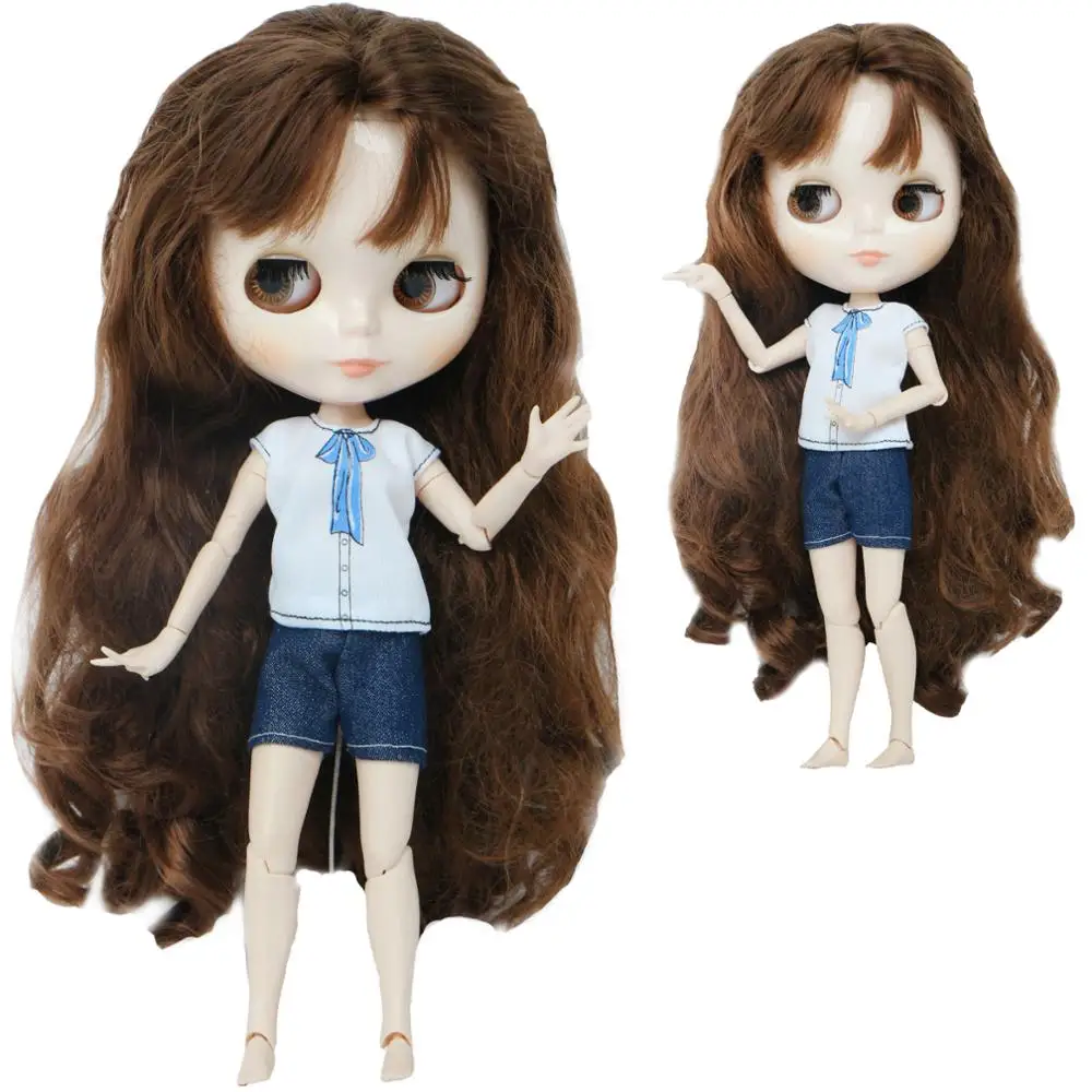 1 Set Casual Outfit Daily Wear Blue Bowknot Pattern Shirt Tops Short Pants Clothes Accessories for Blythe Doll 11.5 Inch Toy | Игрушки и