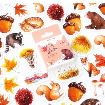 

46pcs/box Stationery Sticker Journal Japanese Paper Fall Squirrel Stationary Small Travel Diary Sticker