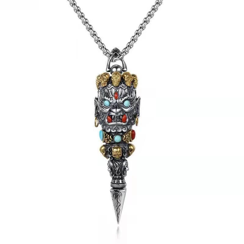 

Vajra pegs magic tools do not move the Ming King silver Buddha Pendant men's and women's large demon subduing pestle Pendant