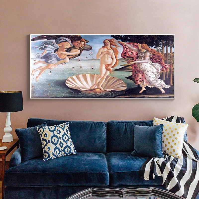 

Classic Famous Botticelli's Birth of Venus Oil Painting on Canvas Posters and Prints Cuadros Wall Pictures For Living Room Gift