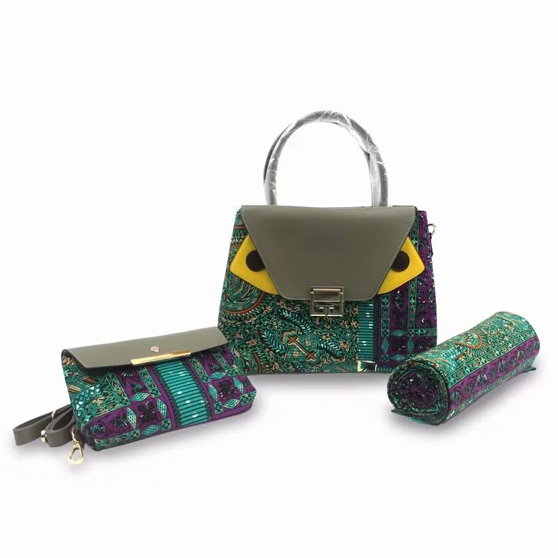 

African wax bag African kente Print and Purse/african cotton wax with bags 6yards kente fashion designer ,hot selling !Y084