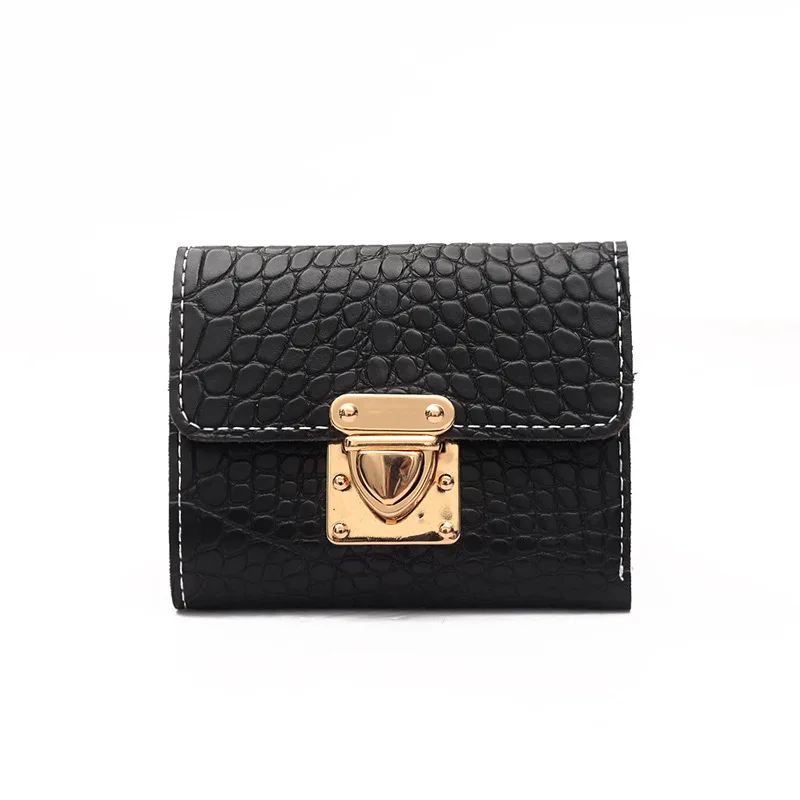 

Manufacturers Direct Selling New Style Fashion Stone Pattern Women's Short Three-fold Wallet Simple Lock PU Handbag Wallet