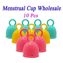 10 Pcs Pull Ring Menstrual Cup Copa Menstrual Female Medical Grade Silicone Material Physiological Cup & 10 Pcs Wholesale