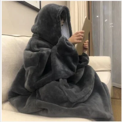 

Wearable TV Blanket Hooded Plaid Blankets for Adult Sofa Cozy Super Soft Warm Blanket with Sleeves Hoodie Oversized Sweatshirt
