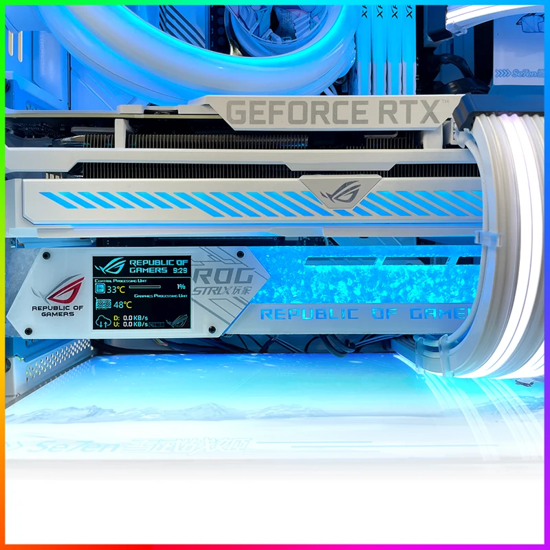 Suporte para Placas Gráficas Rog Suporte Lcd Gpu Display 2.2 Detecção de Temperatura Suporte para Placa Vídeo Aura Sync Mod - Imagem 2
