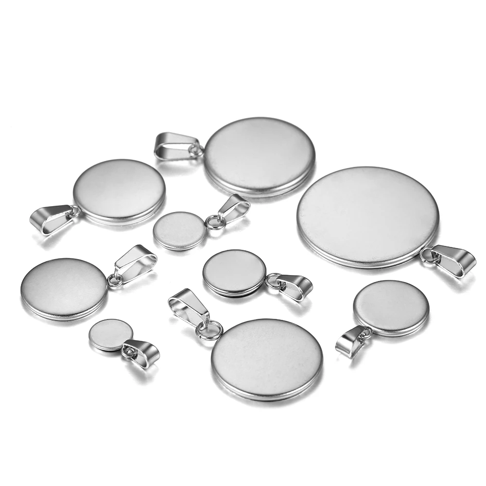 

10pcs/lot 6-25mm Charms Stainless Steel Round Pendant Cabochon Base Setting Tray Blank Cabochon For DIY Jewelry Making Supplies