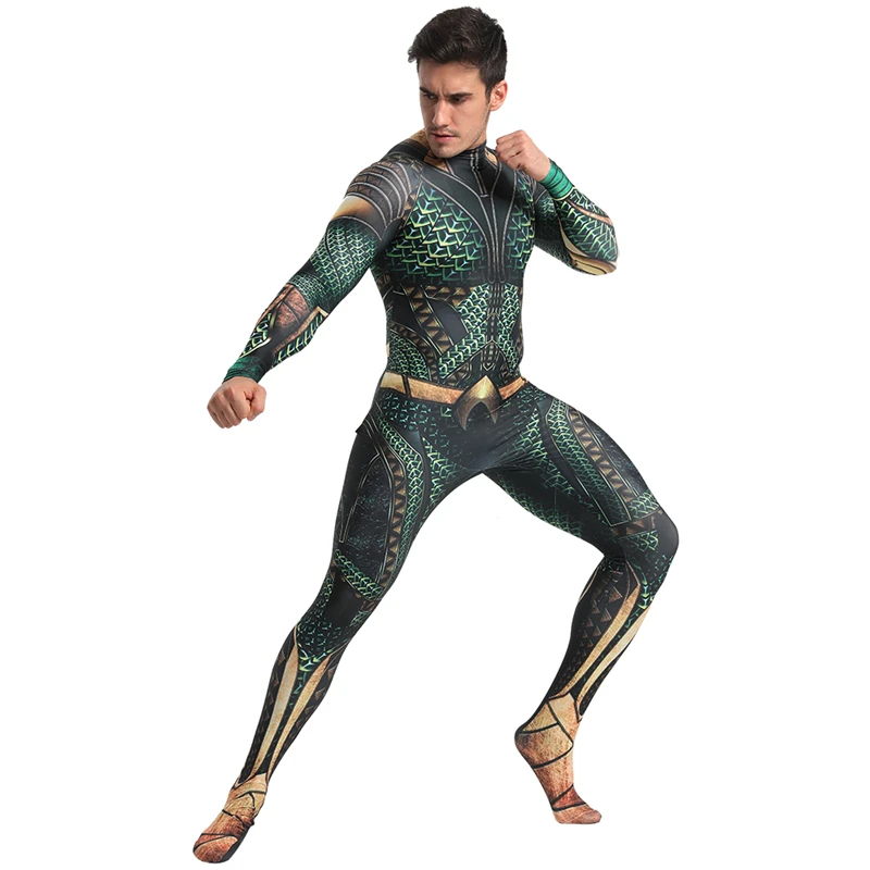 

Aquaman Costume Cosplay Adult Children Superhero Costume Bodysuit Halloween Costume For Men Kids Carnival Purim Suit