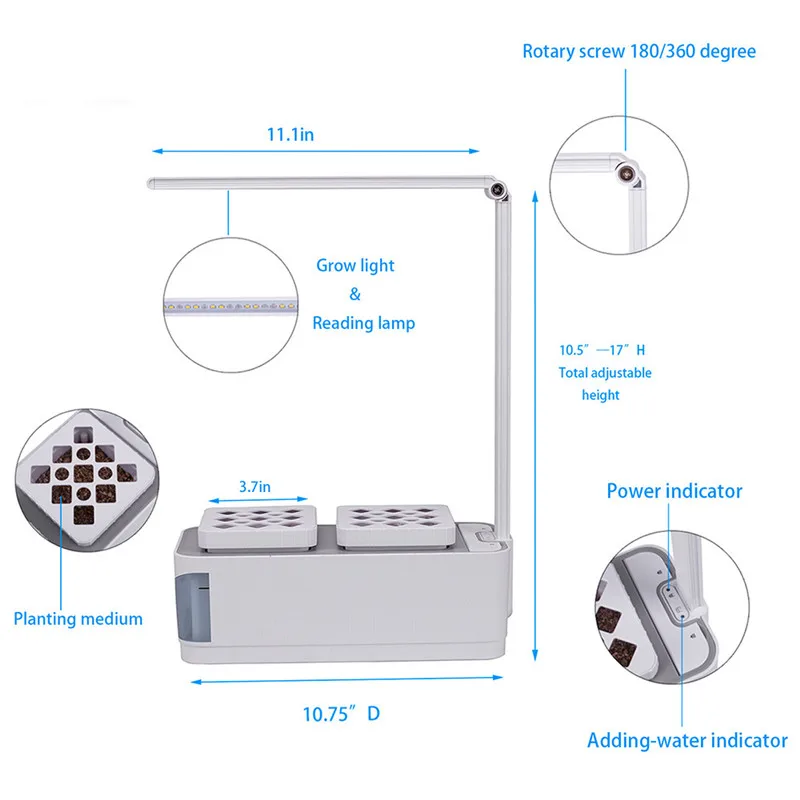 Mesa inteligente led lâmpada hidropônica erva kit