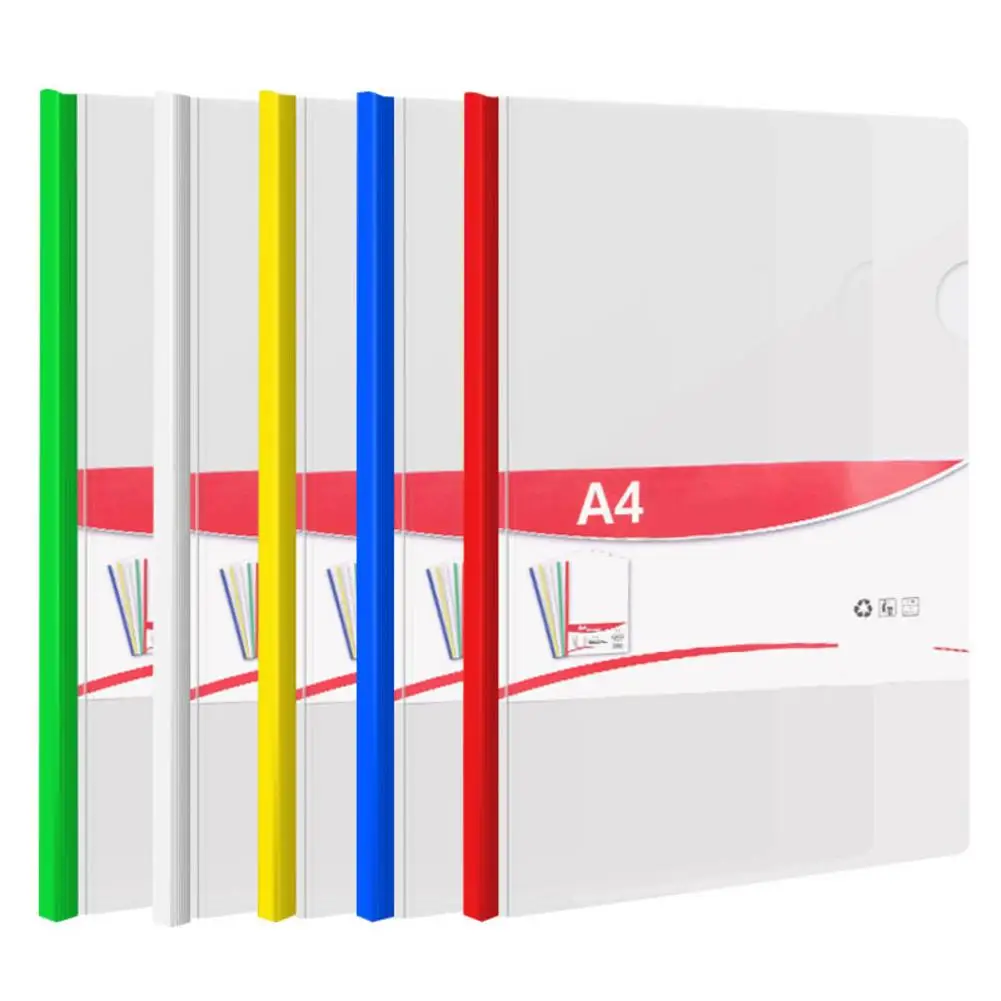Transparent Folder 10Pcs Resume Presentation FILE Folders Report Cover With Sliding Bar Manager Binder For A4 Size Paper | Канцтовары