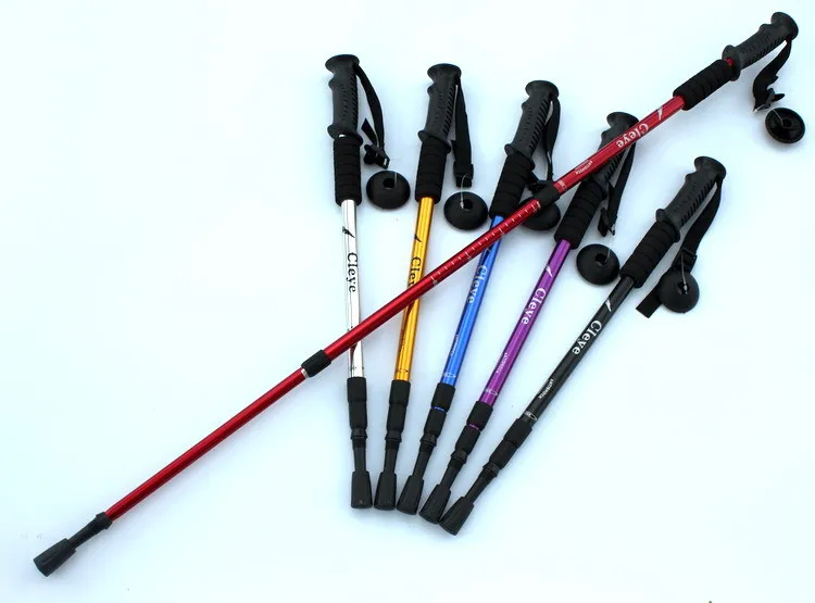 Cleye Aluminium Alloy Shock Absorbers Three-section Straight Handle Alpenstock Wand Outdoor Hiking Travel Supplies Manufacturers