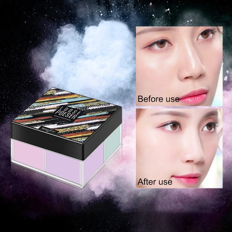 Oil Control Honey Powder Brightening Dark Face Glossy Face Cheek Invisible Pores Light Breathe Loose Powder 4 Colors Combine