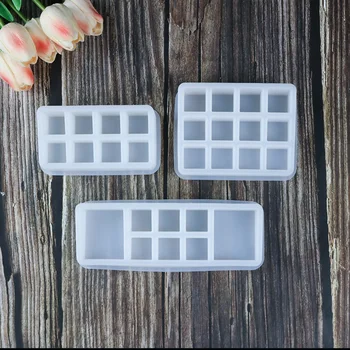 

Epoxy Grid Square Lipstick Storage Box Silicone for Making Tabletop Decoration