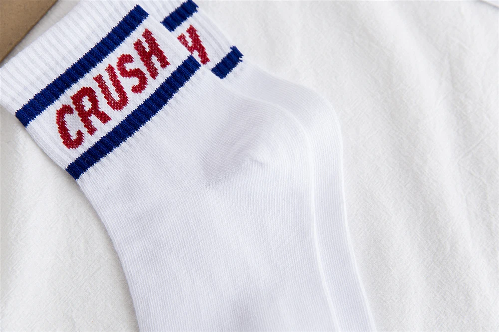 2 Paare/los CRUSH Buchstaben Zwei Streifen Lustige Cartoon Baumwollsocken für Straße Hip Hop Skateboard Sport – Detail 16