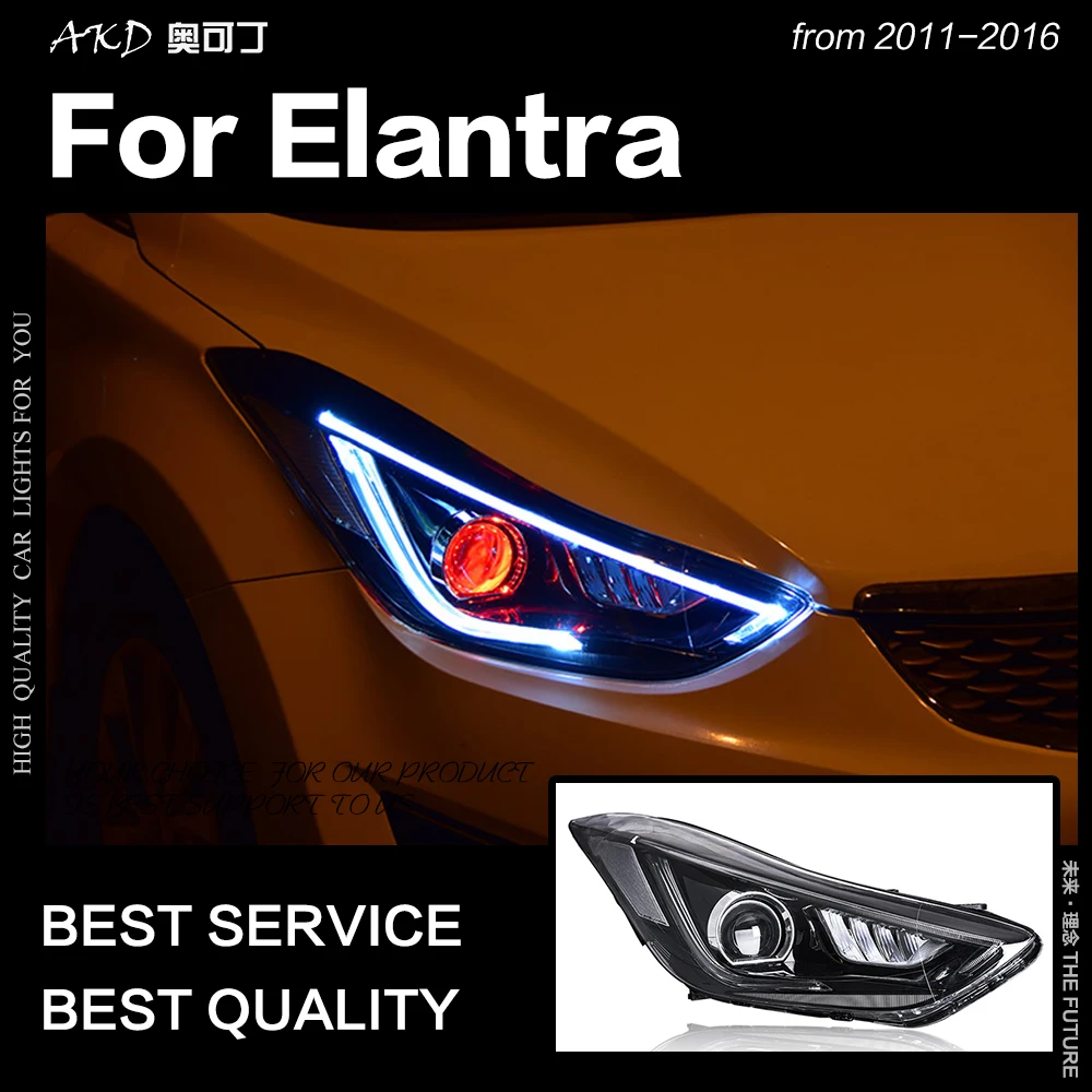 АКД стайлинга автомобилей фара для Hyundai Elantra светодиодный фар 2011 2016 дальнего