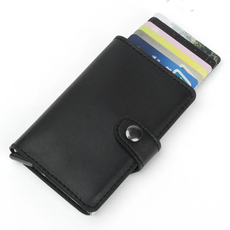 

Foreign Trade RFID Antimagnetic Wallet Automatic Elastic-Card Credit Card Case Pu Metal Aluminum Box Wallet Customizable