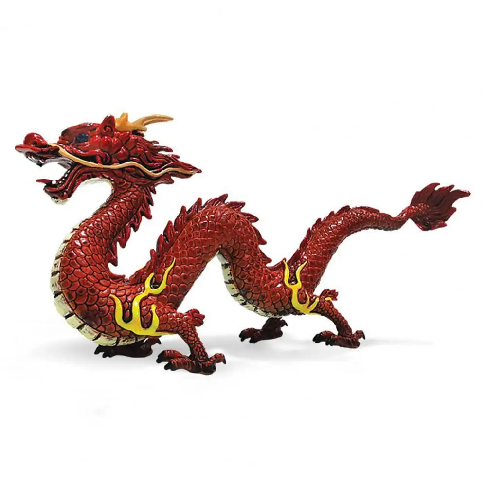 Dragon Statue Simulation Chinese Mythological Dragon Animals Model Ornament Chinese Feng Shui Dragon Statue for Home Decor Kids Gifts