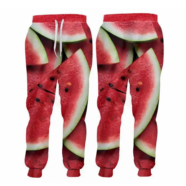watermelon pants Большие размеры 5XL 6XL мужские тренировочные брюки Новинка 3d еда печати бегунов Брюки унисекс уличные хип хоп фитнес мешковатые спортивные брюки на заказ - Цвет: watermelon pants