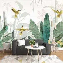 3D тропические банановые листья птица настенная бумага для гостиной Настенный декор Ручная роспись контактная бумага фрески обои на заказ