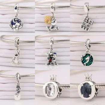 

S925 DIY Jewelry Crown Fox Fish Fairy Tale Dangle Charm fit Lady Bracelet Bangle