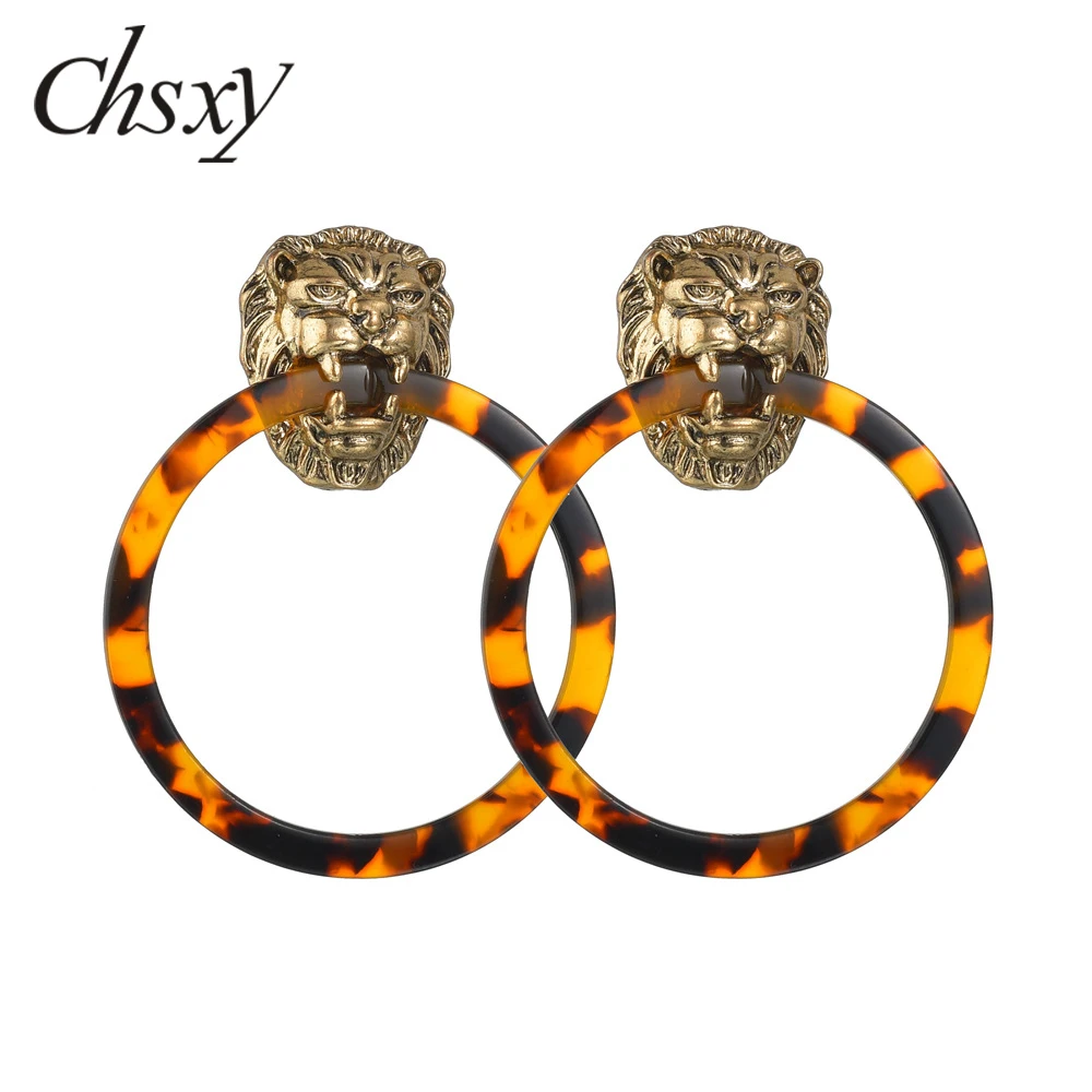 CHSXY панк классная голова льва металлические массивные серьги круглые