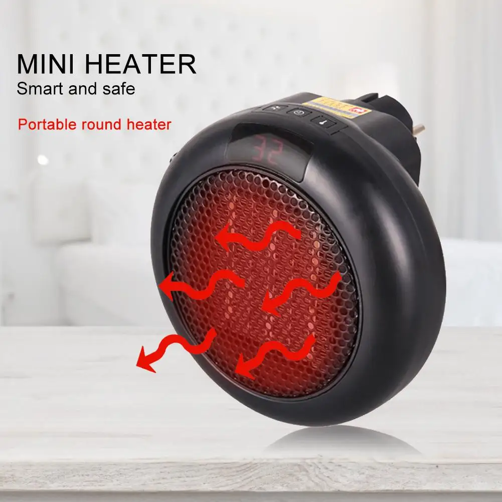 

800W Space Heater Portable Fan Multifunctional European Standard Round Electric Heater Air Warmer Fan For Home Office