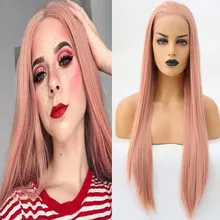 BM beauty длинные прямые теплые розовые синтетические 13*3 парики на кружеве, термостойкие волокна, мягкие волосы, свободный пробор для женщин, повседневный парик