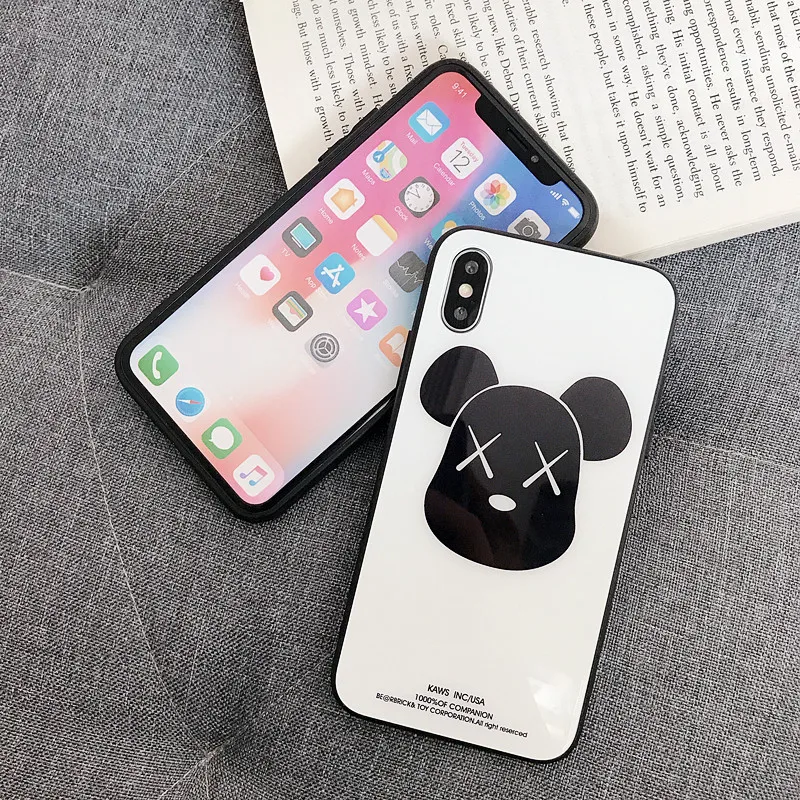 Чехол из закаленного стекла для samsung Galaxy A10, A30, A50, A70, A90, мультяшный жесткий чехол для samsung A20, A40s, A60, A80, чехол, Bear Couqe Capa