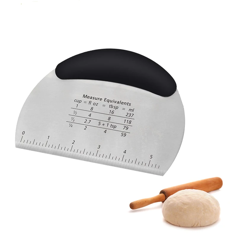 1pcs Semicircle Stainless Steel Dough Scraper/Knife with Scale Cake Pizza Cutter Flour Bread Knife Baking Tools | Дом и сад
