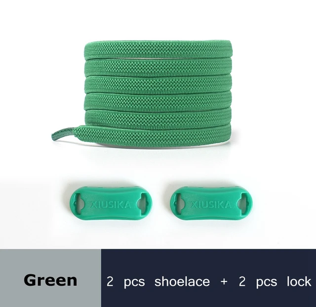 Reticulated Woven Elastic Shoe Laces Flat buckle Lock No Tie Shoelaces Sports Competition Take A Walk Sneakers Lazy Lace Green