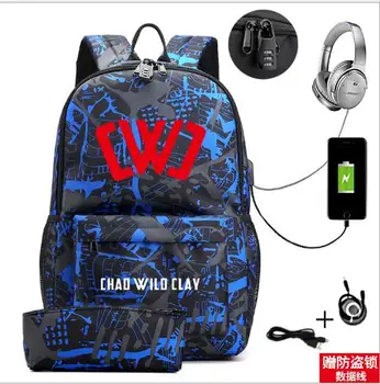 

2Pcs set USB Male Backpacks Large Backpack for Men Shoulder Bag Student Travel Bag School Bags for Young People Schooltas