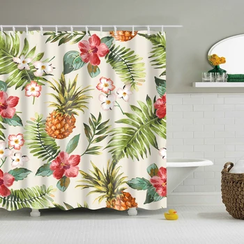 

Various Patterns Shower Curtain with 12 Hooks Waterproof Home Decorations