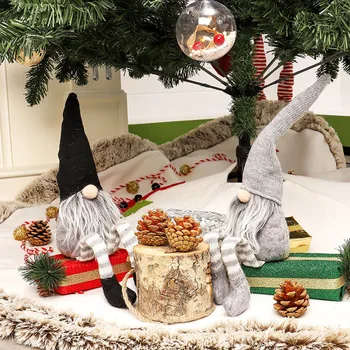 

Santa Claus Doll for kids Striped Hat Hanging Leg No Face Doll Room Decoration Small Doll Ornament Christmas Tree Pendant