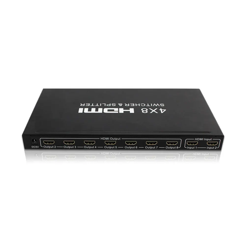 4x8 HDMI Switcher Splitter Audio Extractor 4 Input 8 Output Switch Audio Video Converter 3D 1080P Remote Control For PC PS3