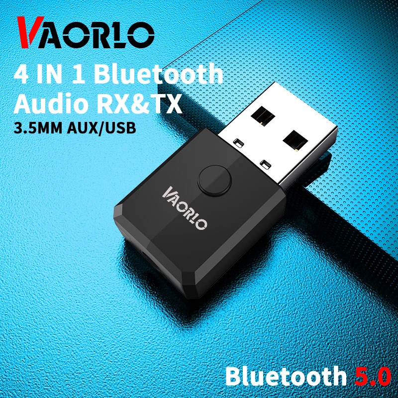 

VAORLO 4в1 USB Bluetooth 5,0 аудио адаптер ключ Беспроводная стерео музыка 3,5 мм AUX Bluetooth передатчик и приемник для ПК ТВ автомобиля