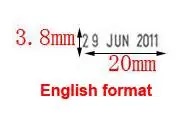 English format Самочернильный резиновый штамп с датой Chop 3 без чернил 3 мм Прочный штамп печать офисный стационарный бизнес - Цвет: English format